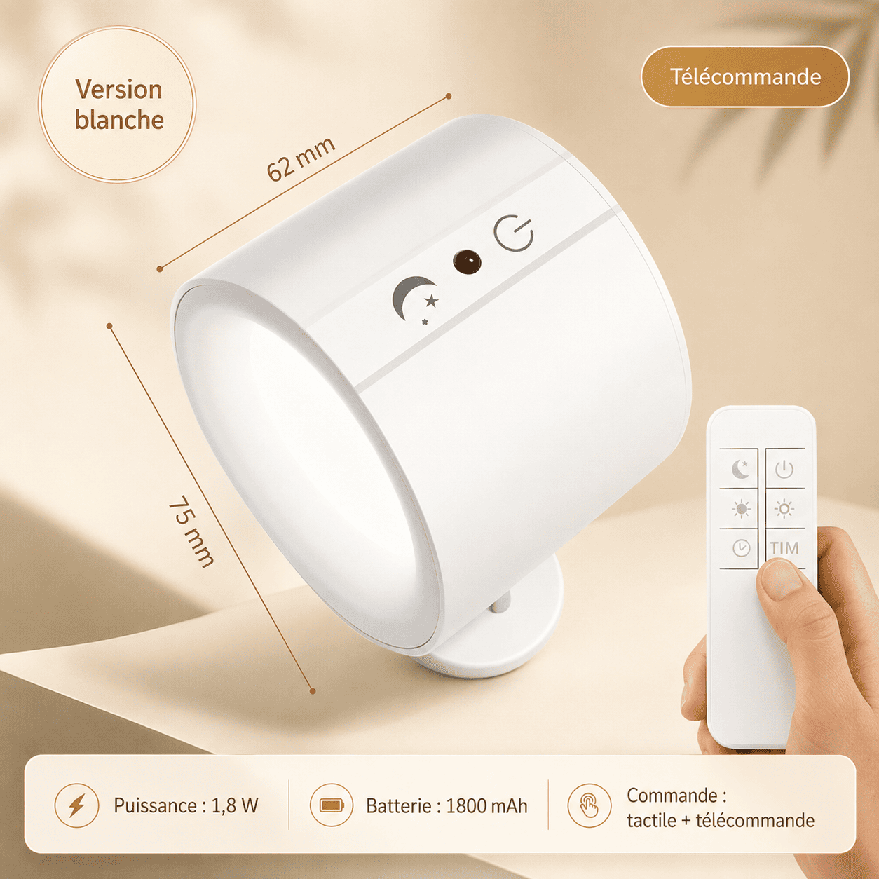 Lampe Murale Sans Fil Blanc
